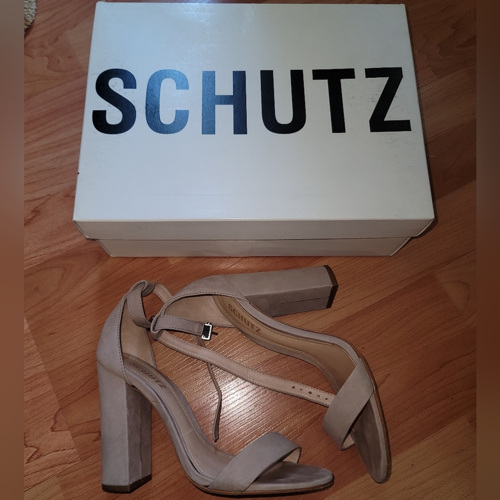 Shutz Enida Block Heel Size 7b Color Neutral - image 2